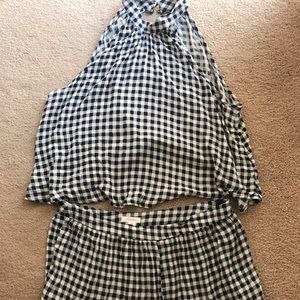 Xhilaration Navy Blue Gingham Shorts Set